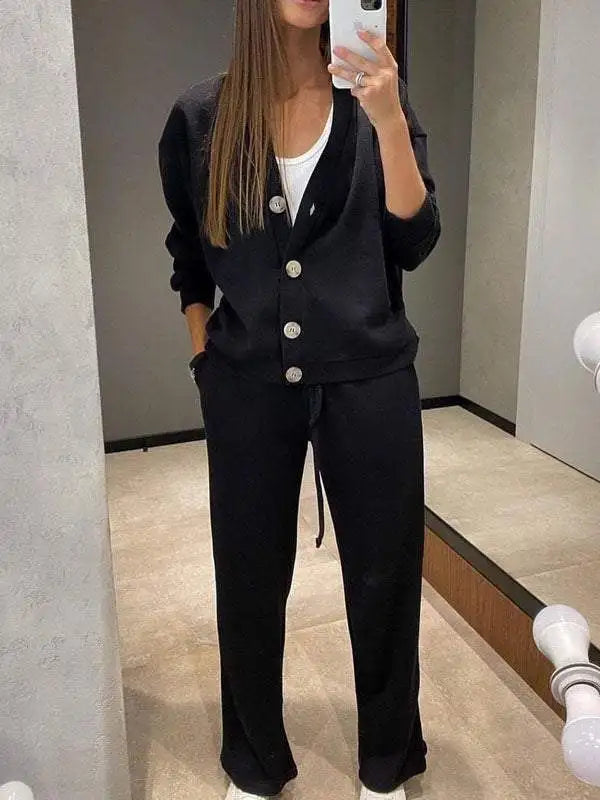 Women's V Neck Knit Two Piece