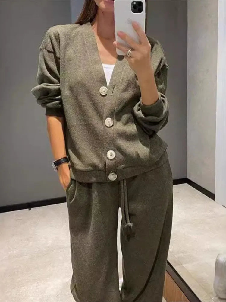 Women's V Neck Knit Two Piece