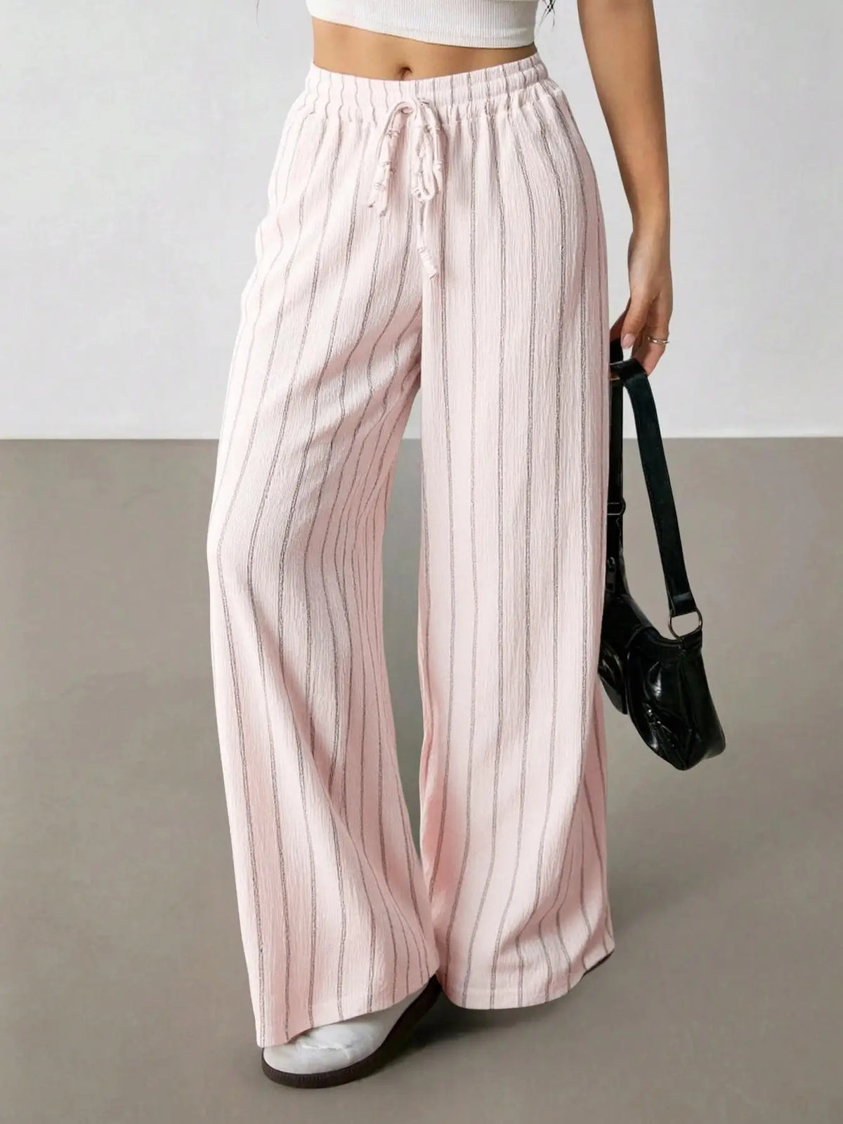 Women's Wide Leg Striped Trousers