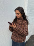 Women's Checked Stand Collar Coat