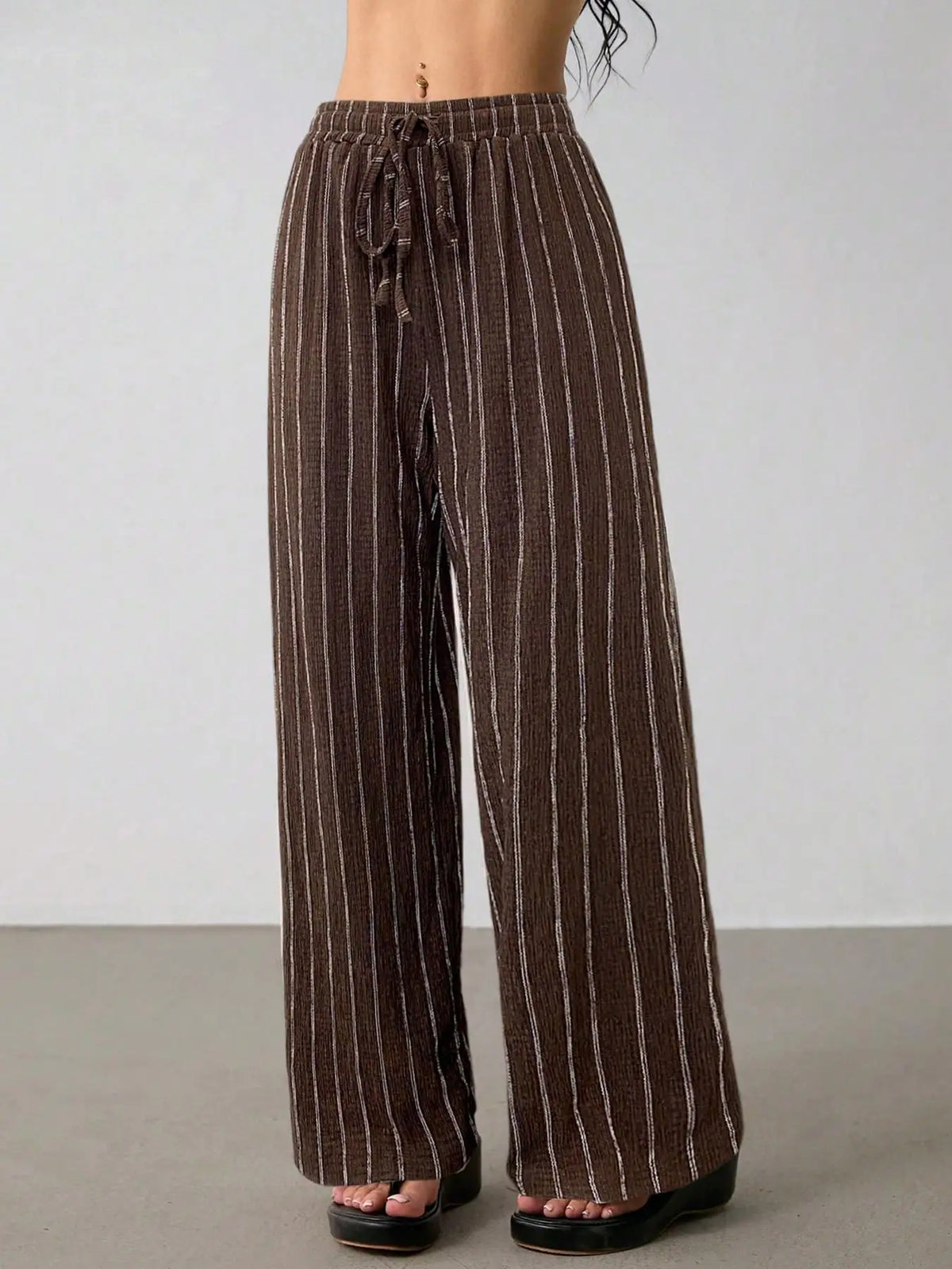Women's Wide Leg Striped Trousers