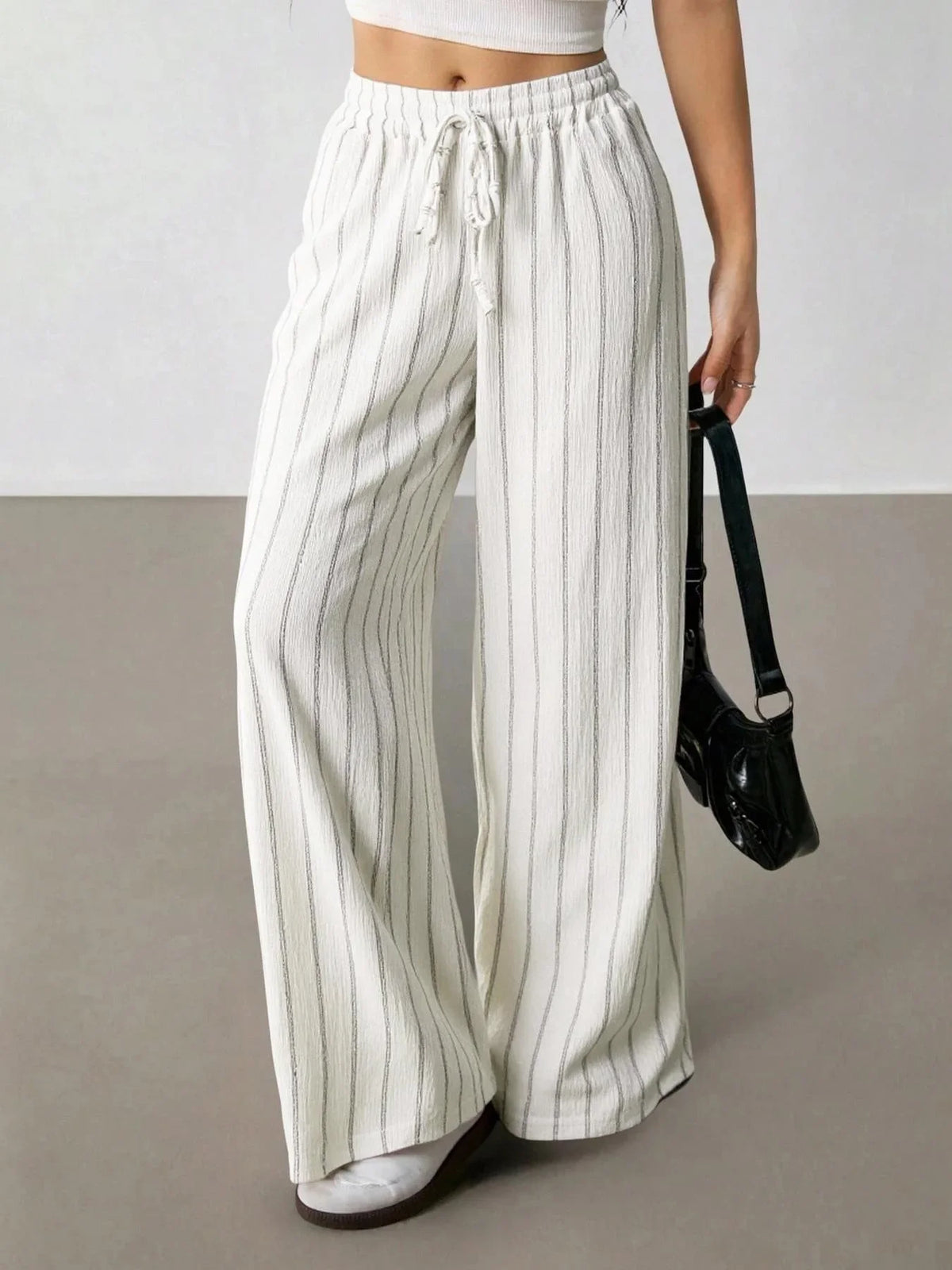 Women's Wide Leg Striped Trousers