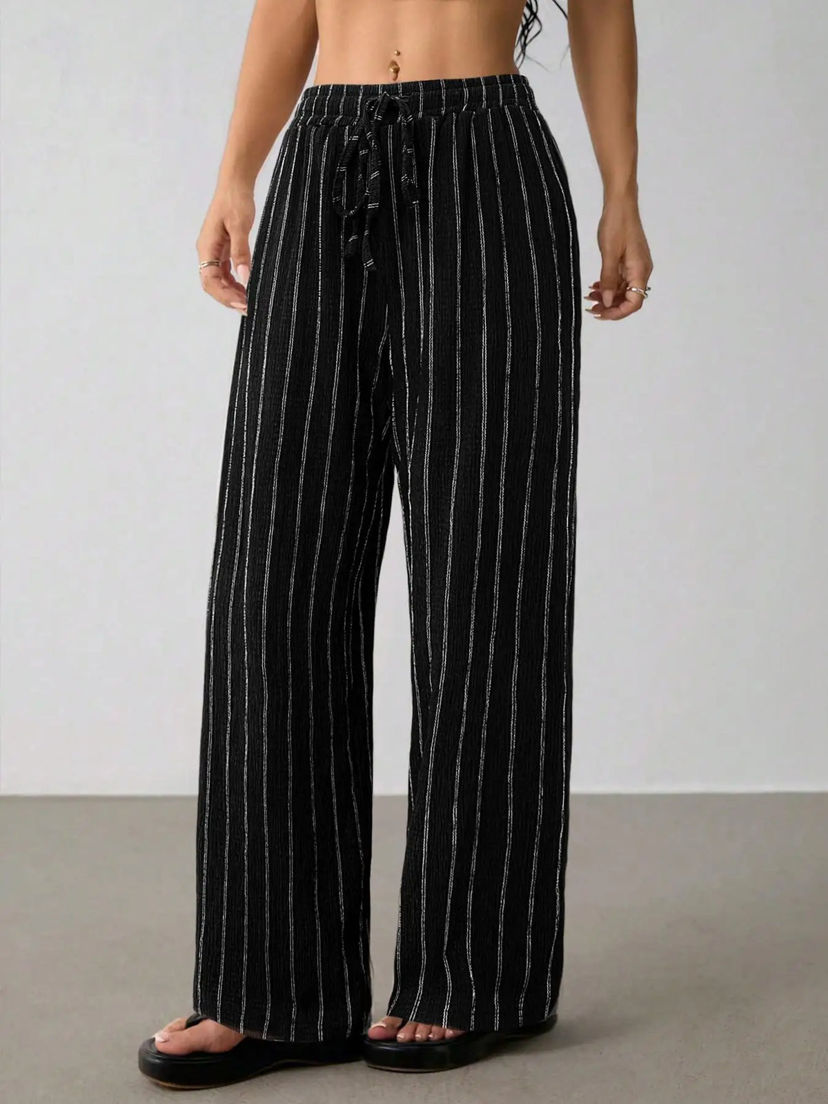 Women's Wide Leg Striped Trousers