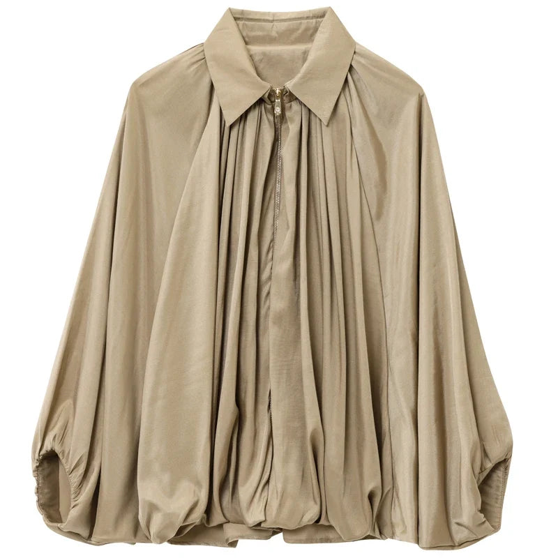 Women's Puff Sleeve Oversized Bomber