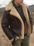 Shearling Aviator Jacket with Adjustable Fit and Vintage Style – Genuine Sheepskin Outerwear 0