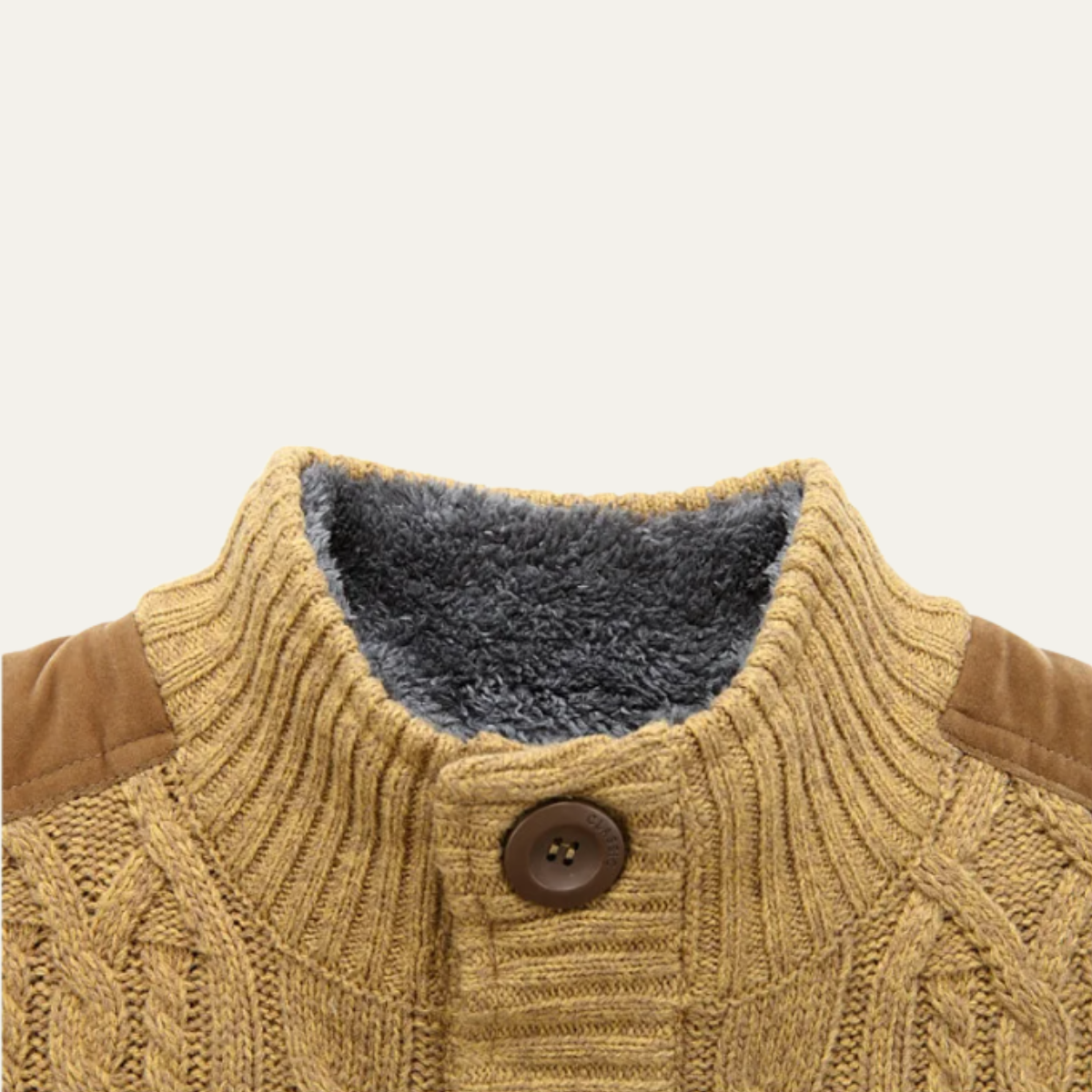 Men’s Winter Fleece Lined Wool Cardigan