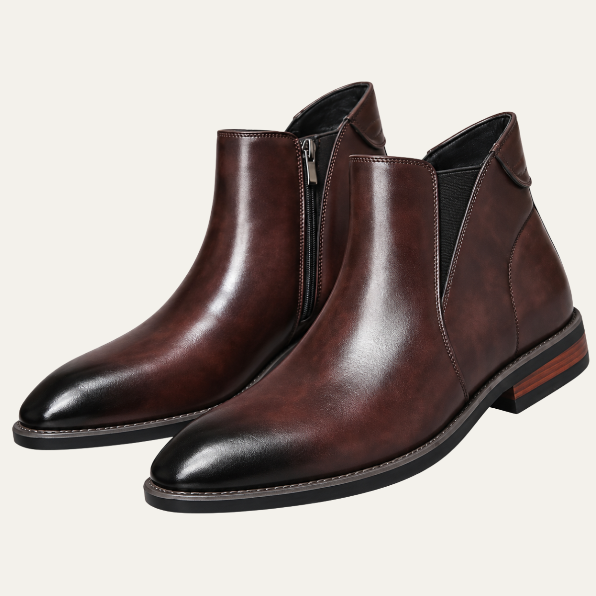 Men's Zip Up Ankle Boots – Leather Look