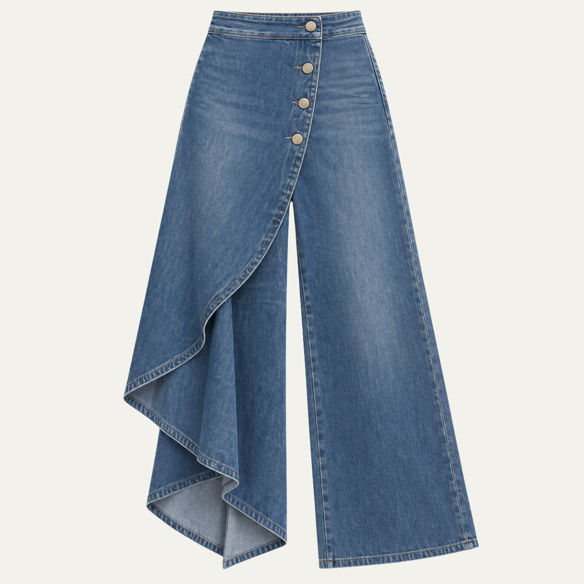 Women's Loose Denim with Button Hem
