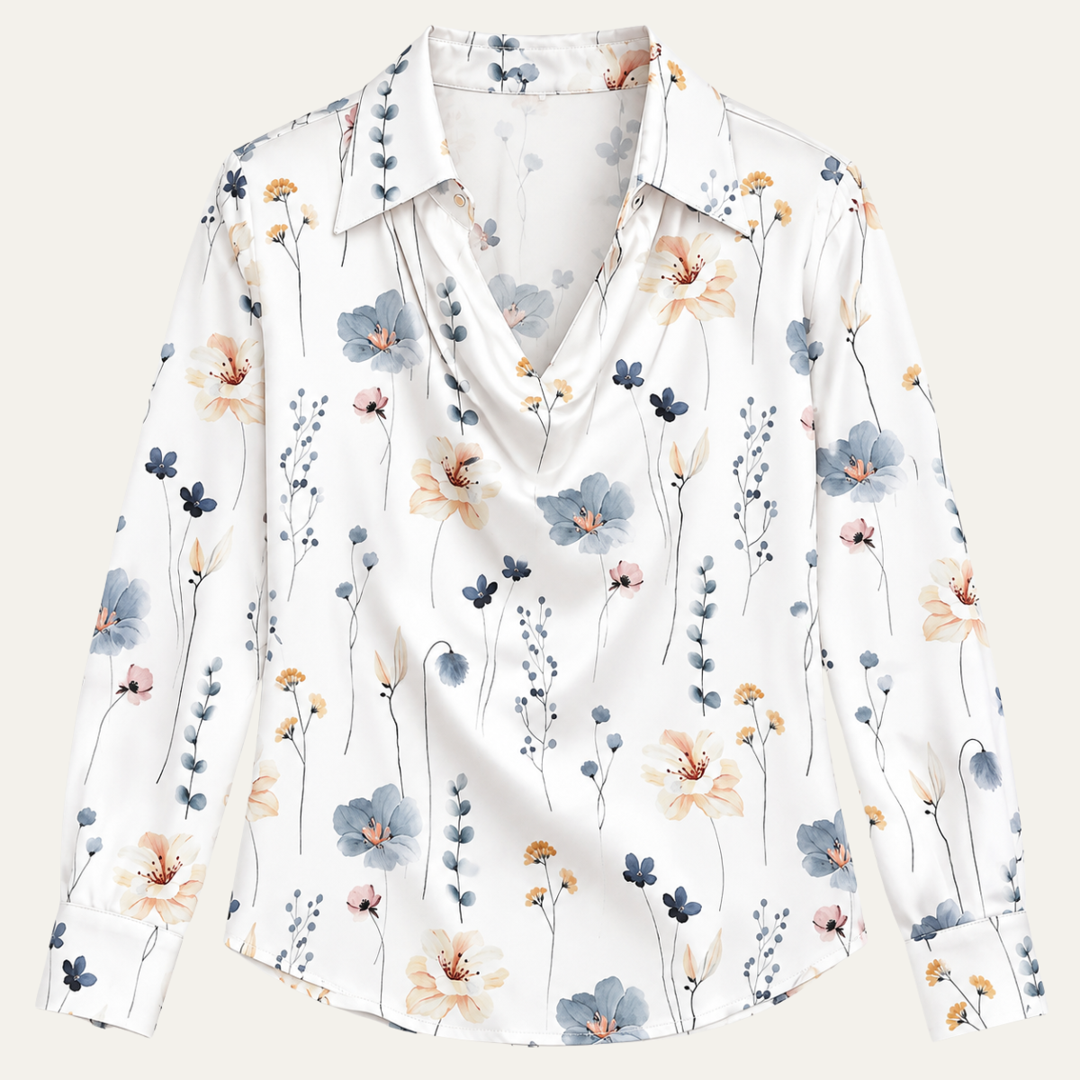 Women's Slim Printed Swing Collar Top