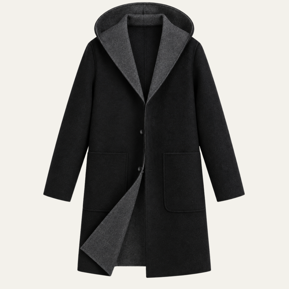 Men's Wool Coat with Hood – Mid Length