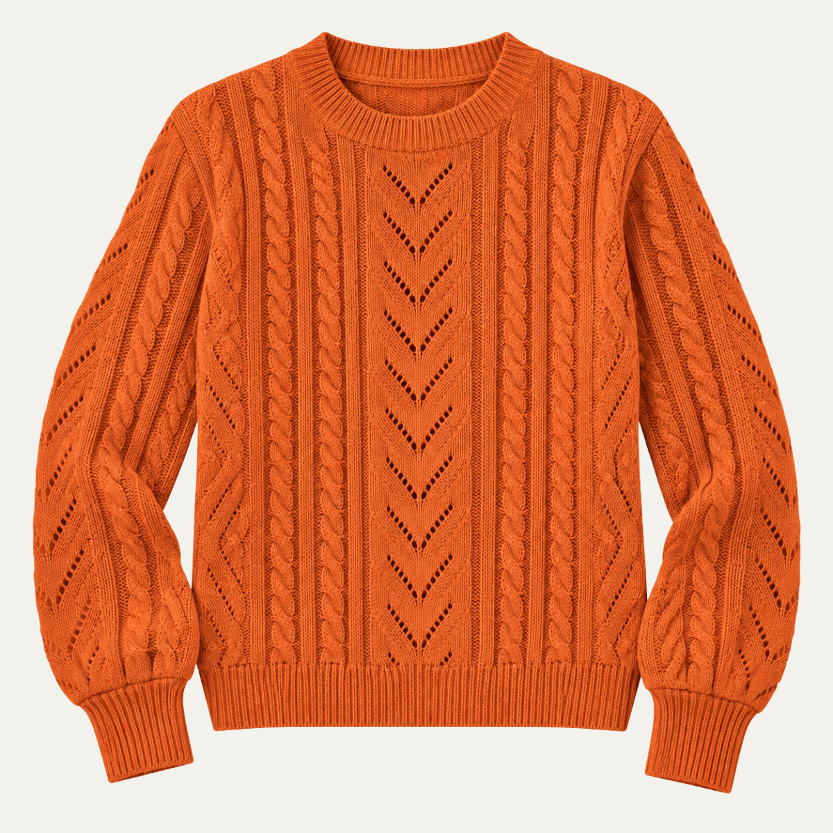 Women's Round Neck Openwork Knit
