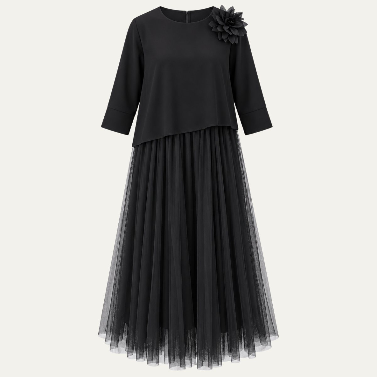 Women's Long Dress with Mesh Panels