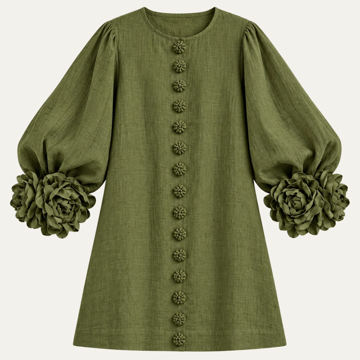 Women's Lantern Sleeve Linen Mini