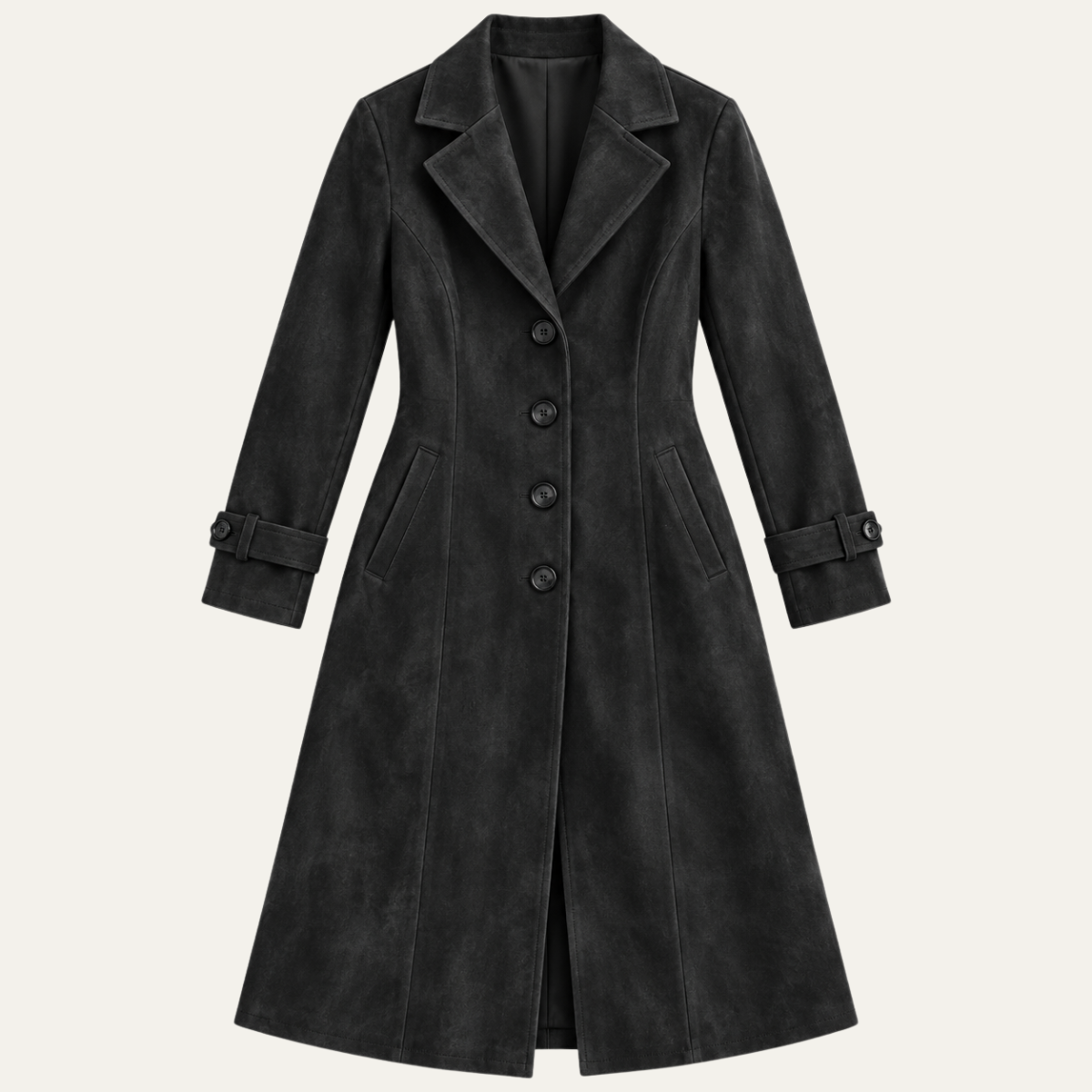 Women's Slim Long Faux Suede Coat