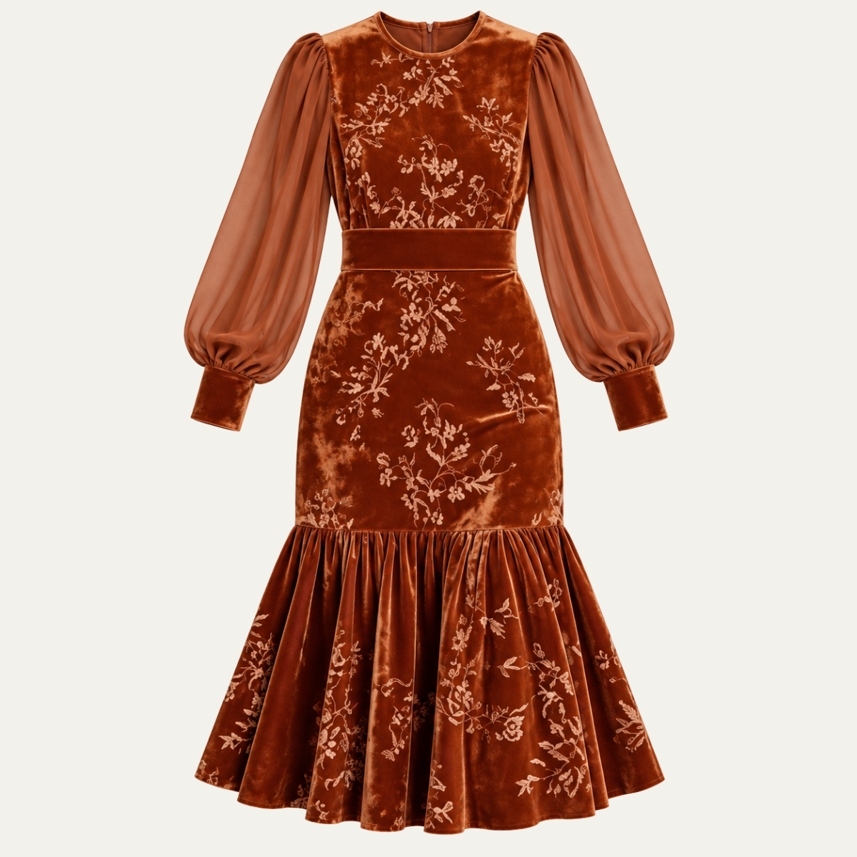 Women's Lantern Sleeve Velvet Dress