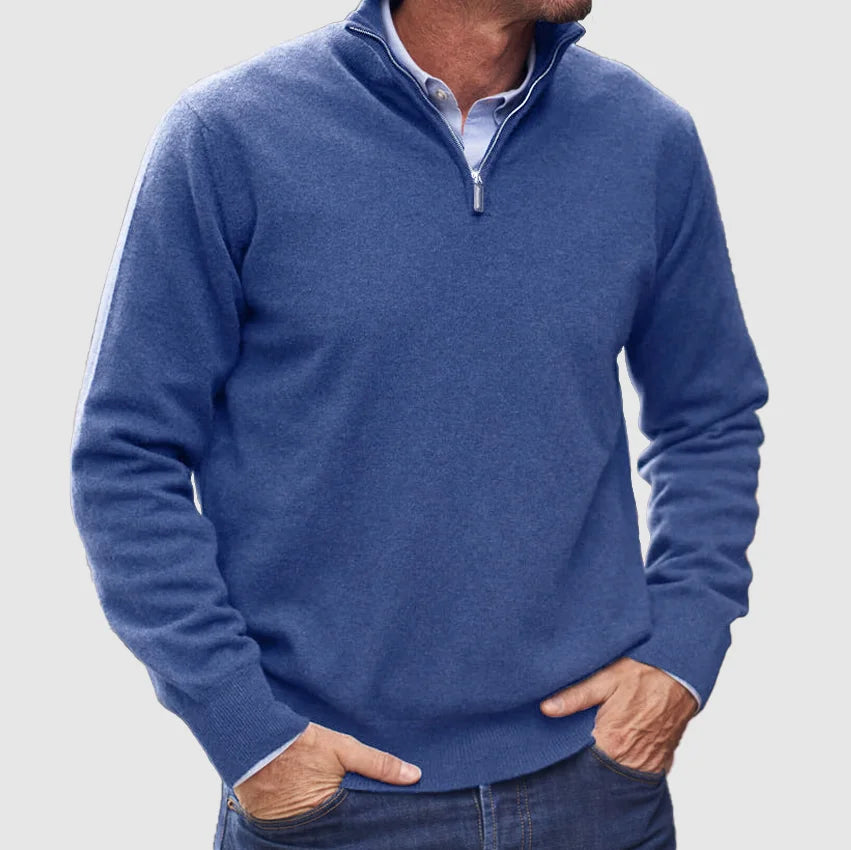 Cashmere sweater for men with zipper