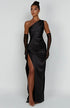 Women's One Shoulder Satin Evening Dress