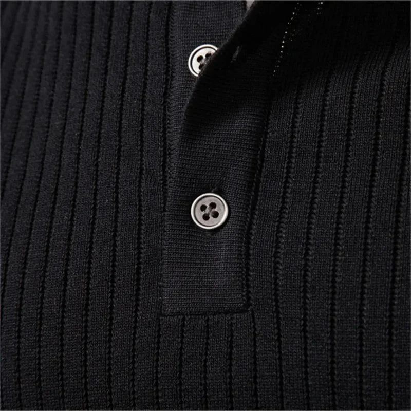 The Taormina Men's Ribbed Henley Knit Sweater
