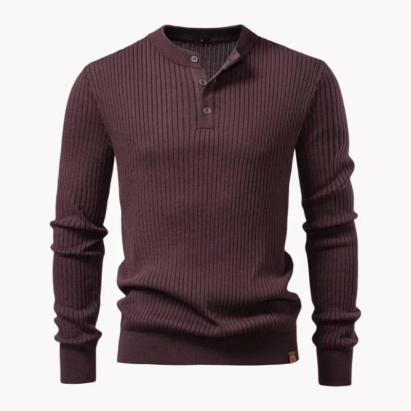The Taormina Men's Ribbed Henley Knit Sweater
