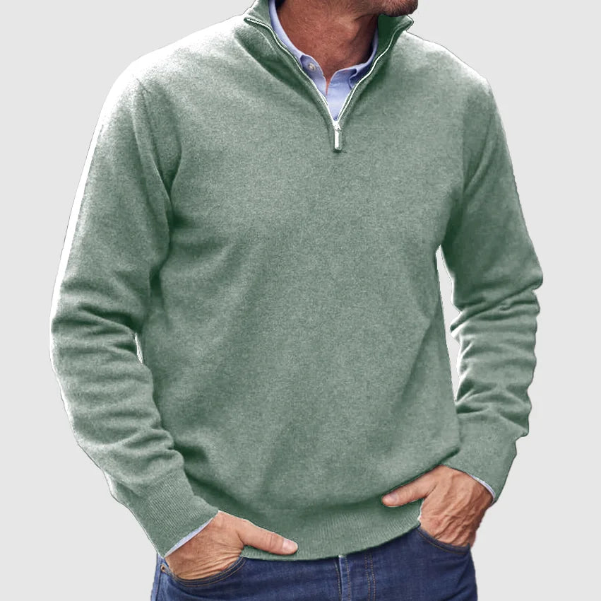 Cashmere sweater for men with zipper