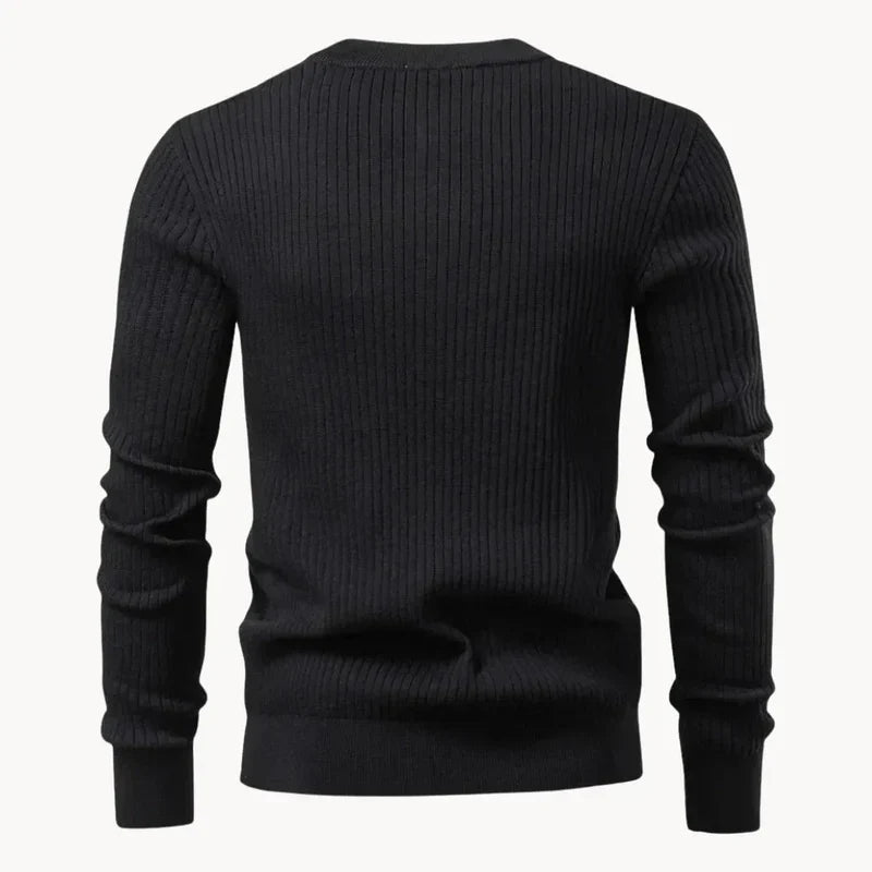 The Taormina Men's Ribbed Henley Knit Sweater