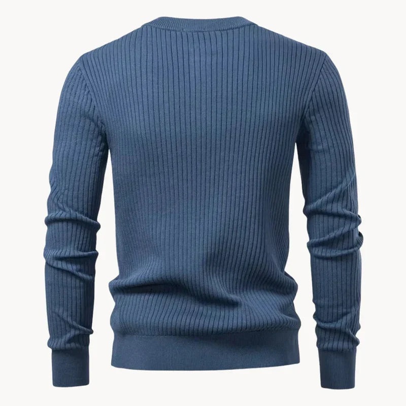 The Taormina Men's Ribbed Henley Knit Sweater