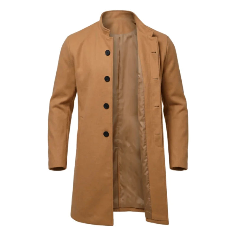 Men's Hidden Button Wool Coat