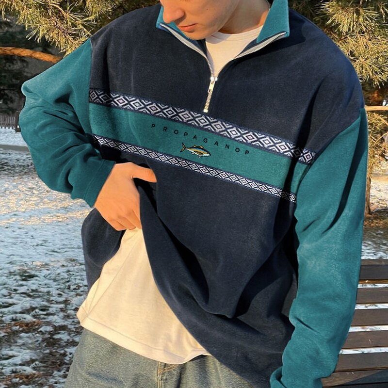 Men's Zip-Up Fleece Jacket | Colorblock
