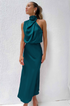 Women's Maxi Dress with Asymmetric Neckline