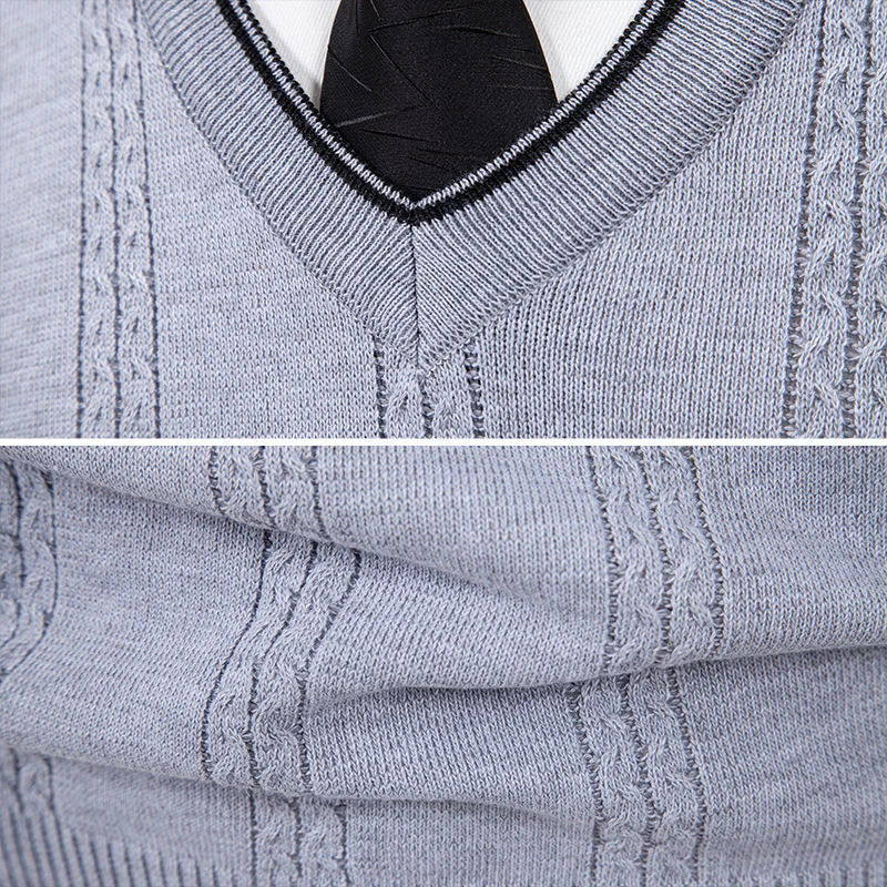 Men's Cable Knit Vest – V Neck Layering