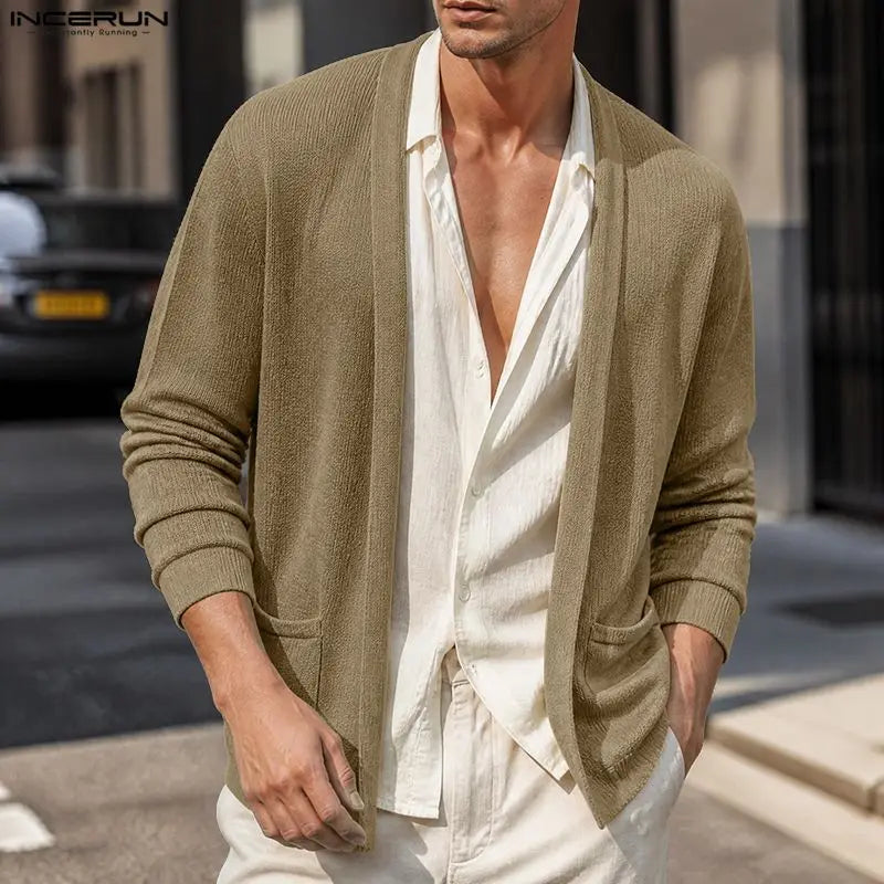 Men's Open Knit Cardigan Sweater