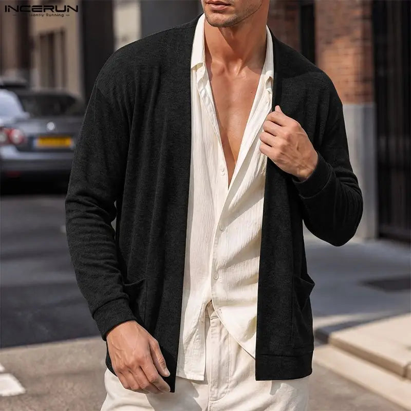 Men's Open Knit Cardigan Sweater