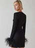 Women's Corset Mini Dress with Feather Cuffs