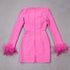 Women's Corset Mini Dress with Feather Cuffs
