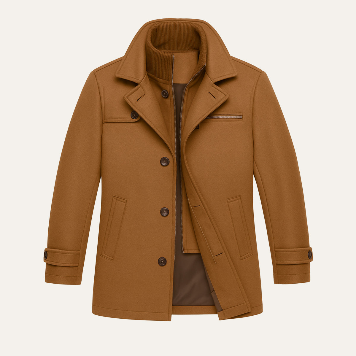 Men’s Waterproof Casual Long Jacket with Adjustable Cuffs