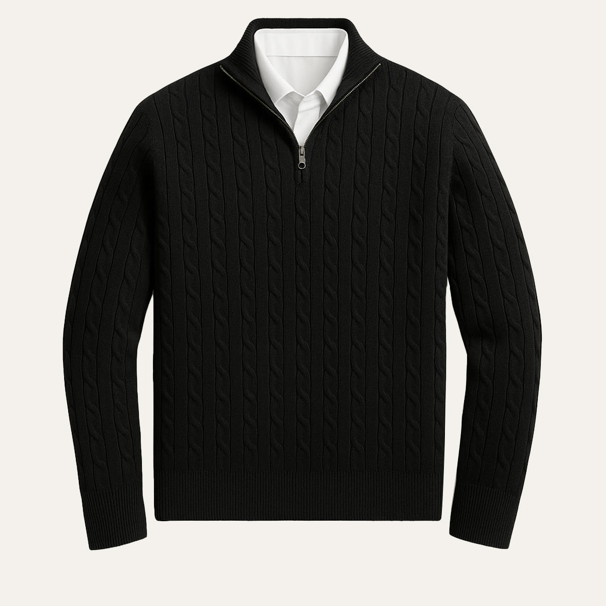 The St. Moritz Cable Knit Zipper Sweater for Men Old Money Style