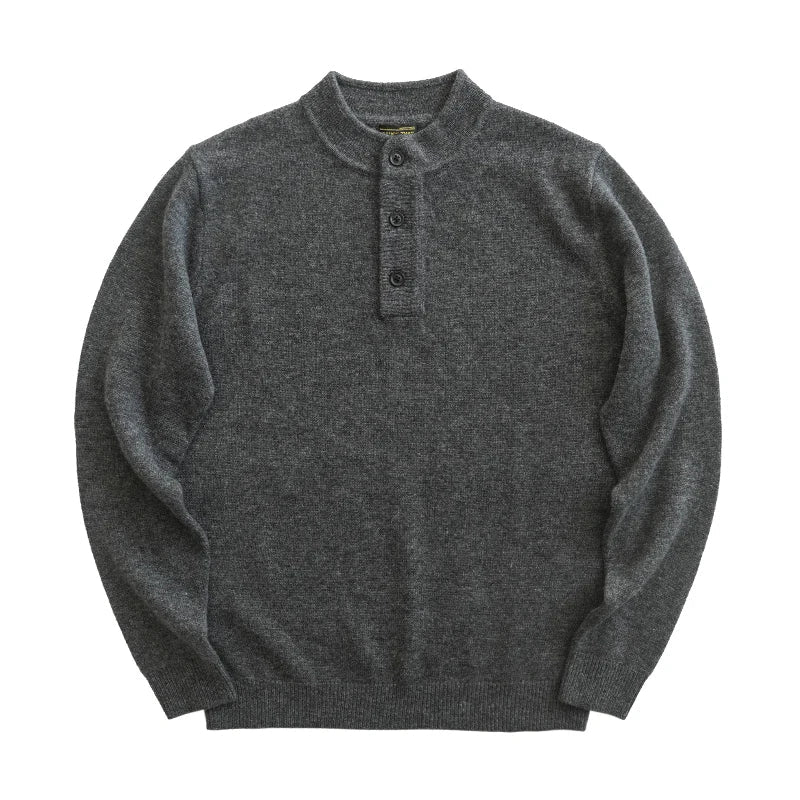The Masham Men's Henley Knit Sweater with Button Neck
