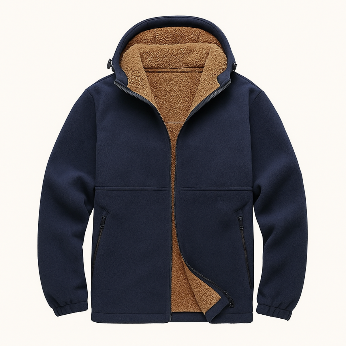 Men’s Warm Soft Shell Fleece Zip Up Hooded Jacket