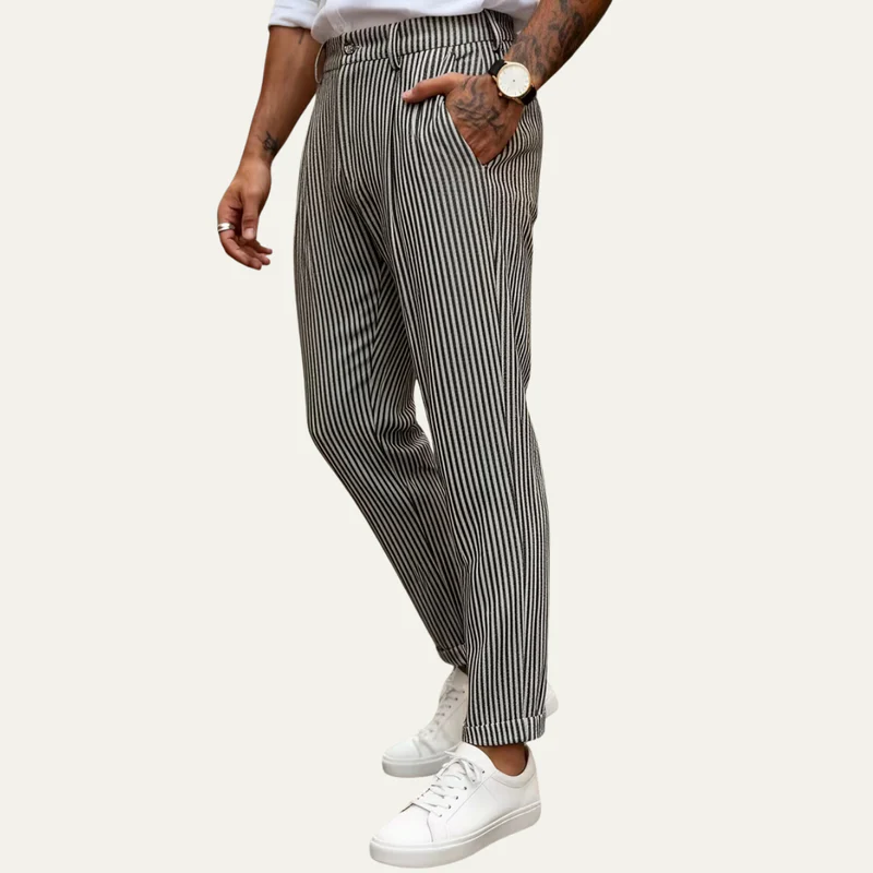 The Georgetown Men’s Striped Straight Leg Smart Casual Dress Pants