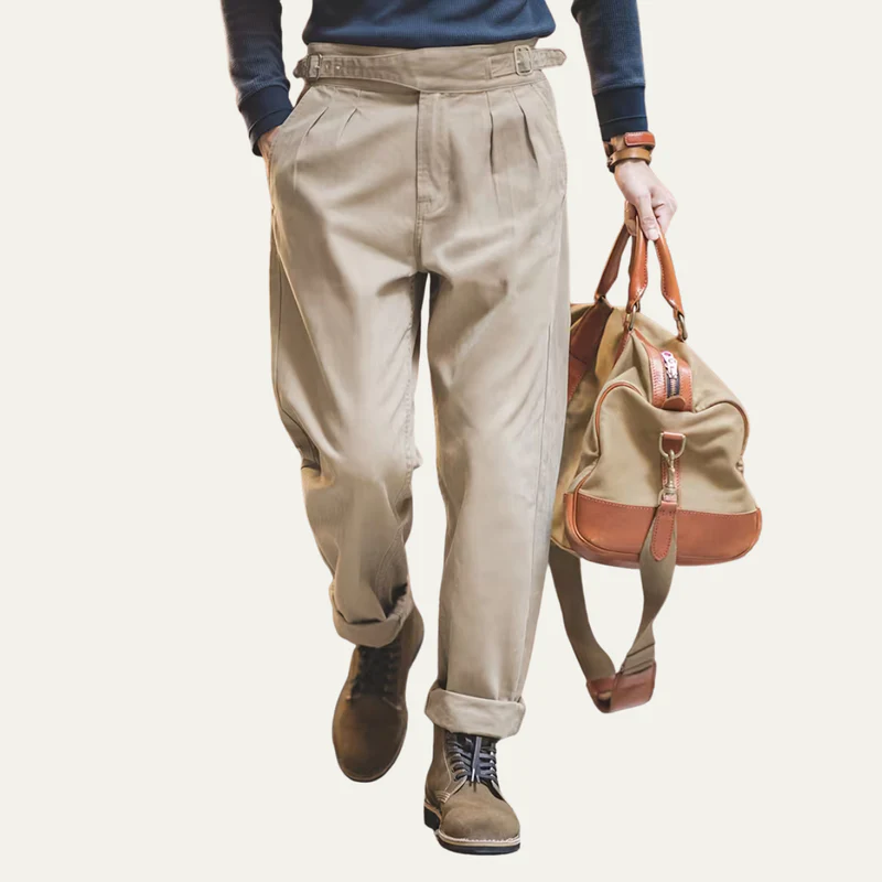 The Huskisson Men’s High Waisted Relaxed Straight Leg Dress Pants