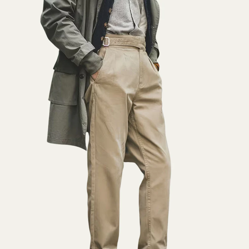 The Huskisson Men’s High Waisted Relaxed Straight Leg Dress Pants