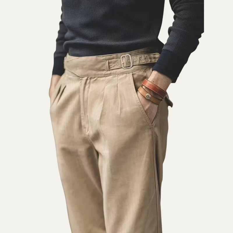 The Huskisson Men’s High Waisted Relaxed Straight Leg Dress Pants