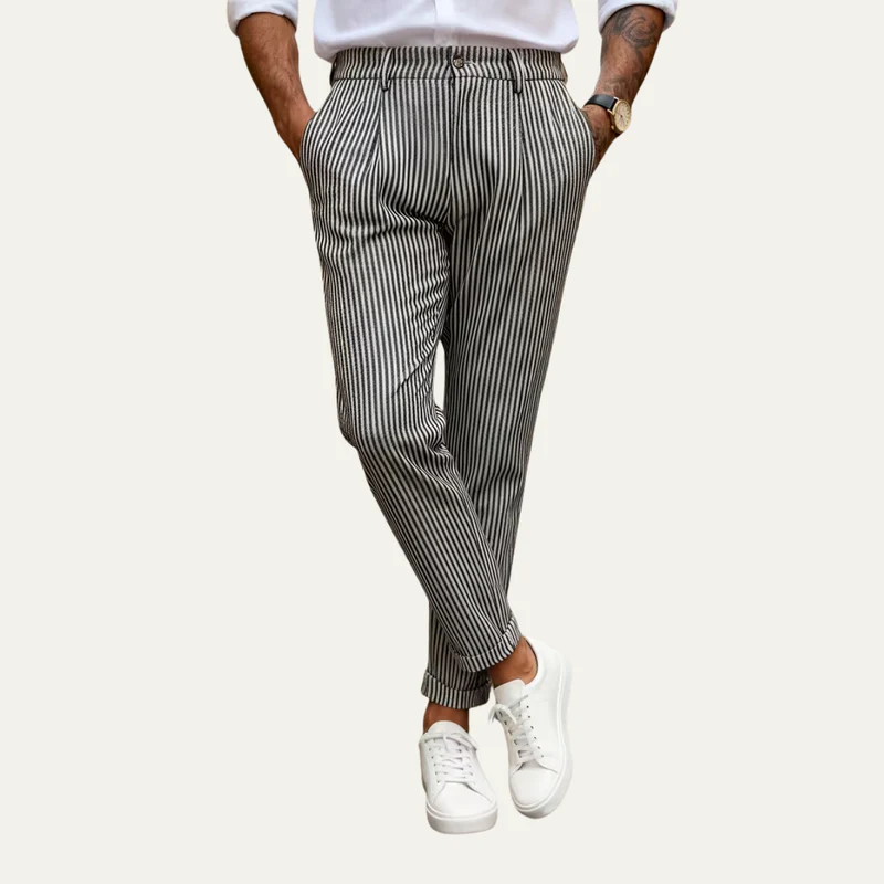 The Georgetown Men’s Striped Straight Leg Smart Casual Dress Pants