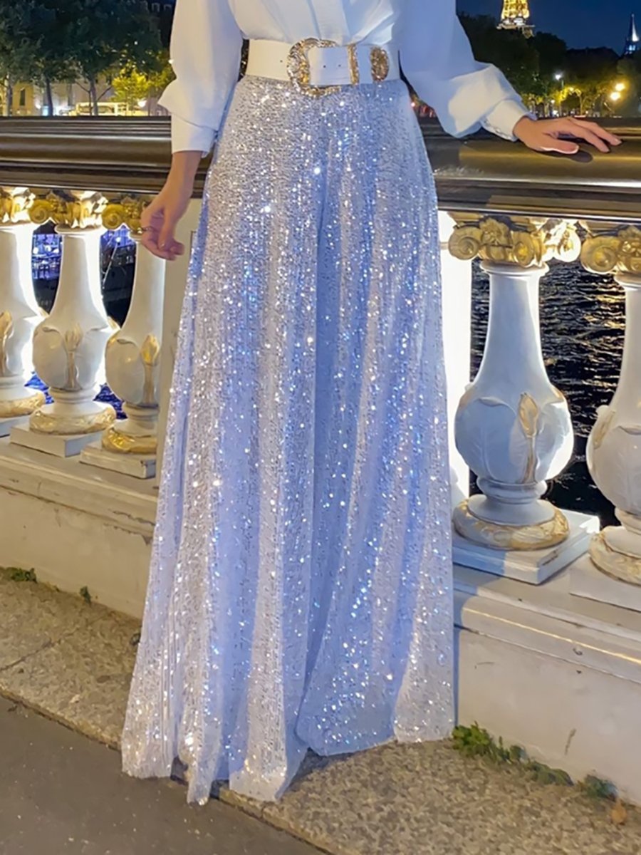 Women's Black and White Sequin Evening Dress