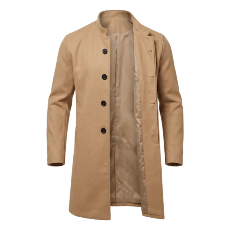 Men's Hidden Button Wool Coat