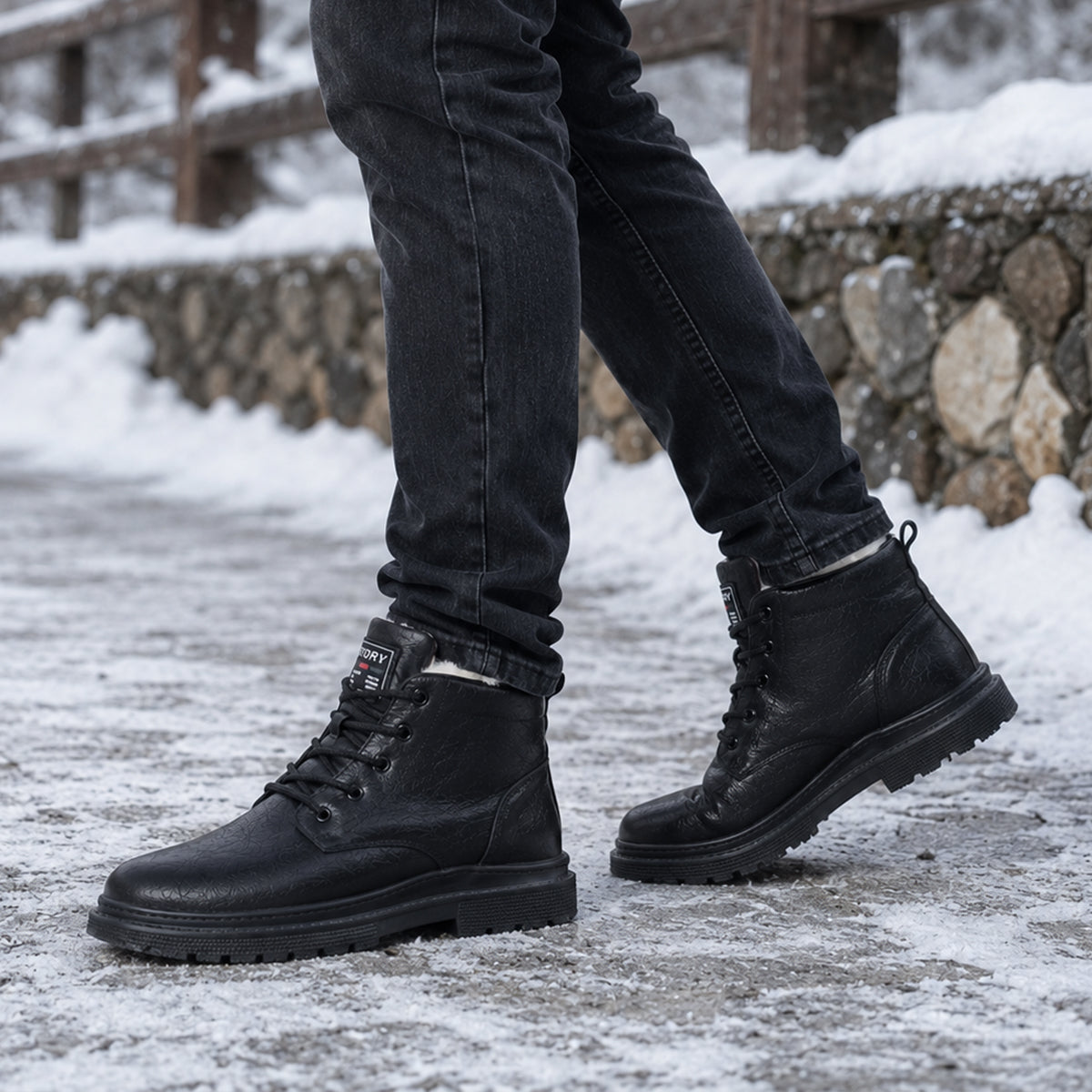 Men’s Classic Lace Up Leather Ankle Snow Boots
