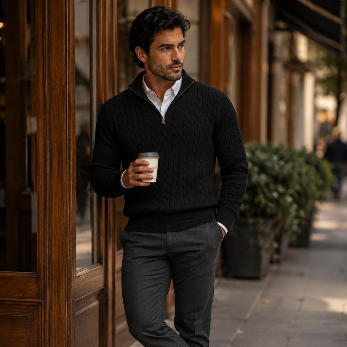 The St. Moritz Cable Knit Zipper Sweater for Men Old Money Style