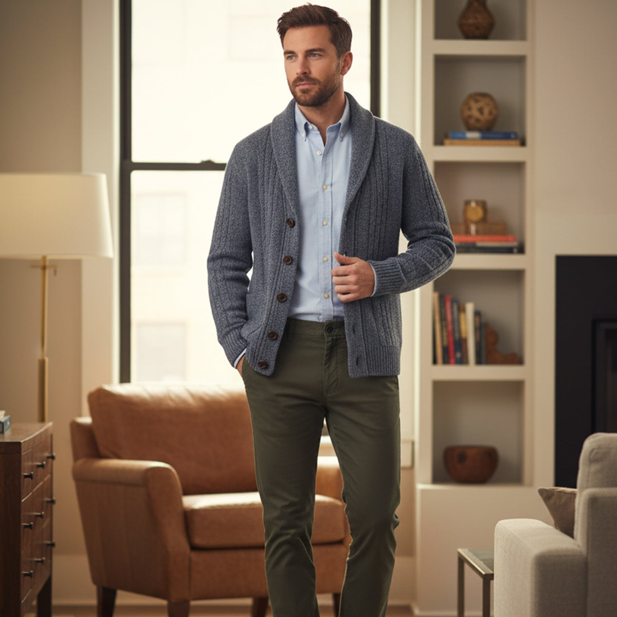 100% Cashmere Cardigan for Men