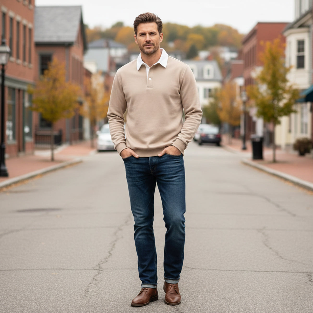 The Chelsea Men’s Long Sleeve Polo Classic Knit Shirt