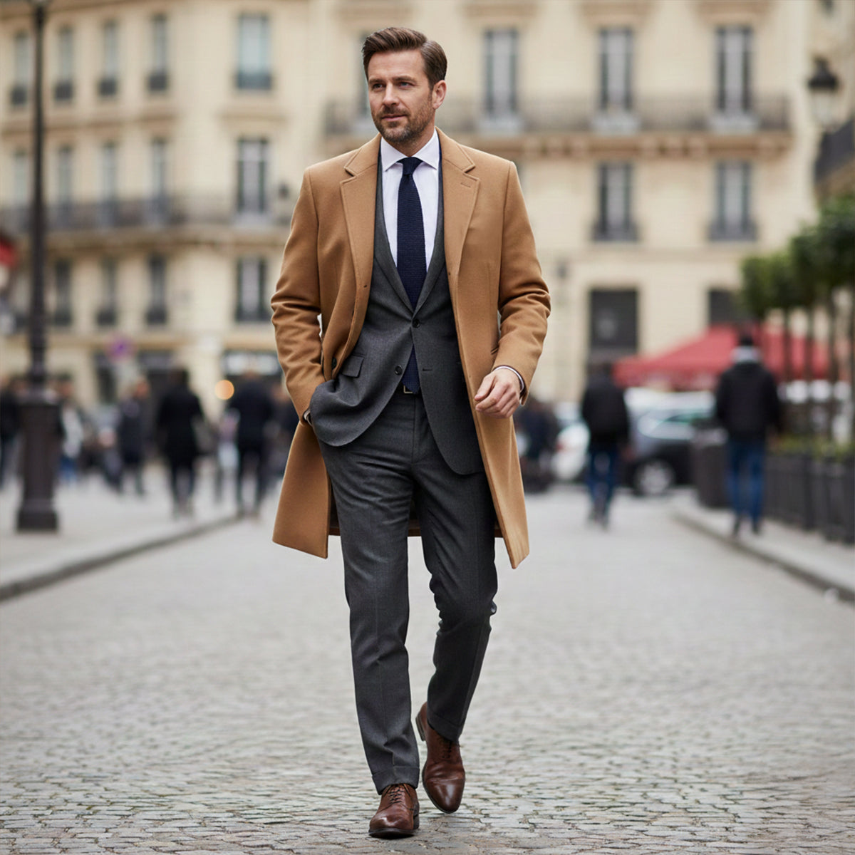 Men’s Elegant Classic Wool Overcoat